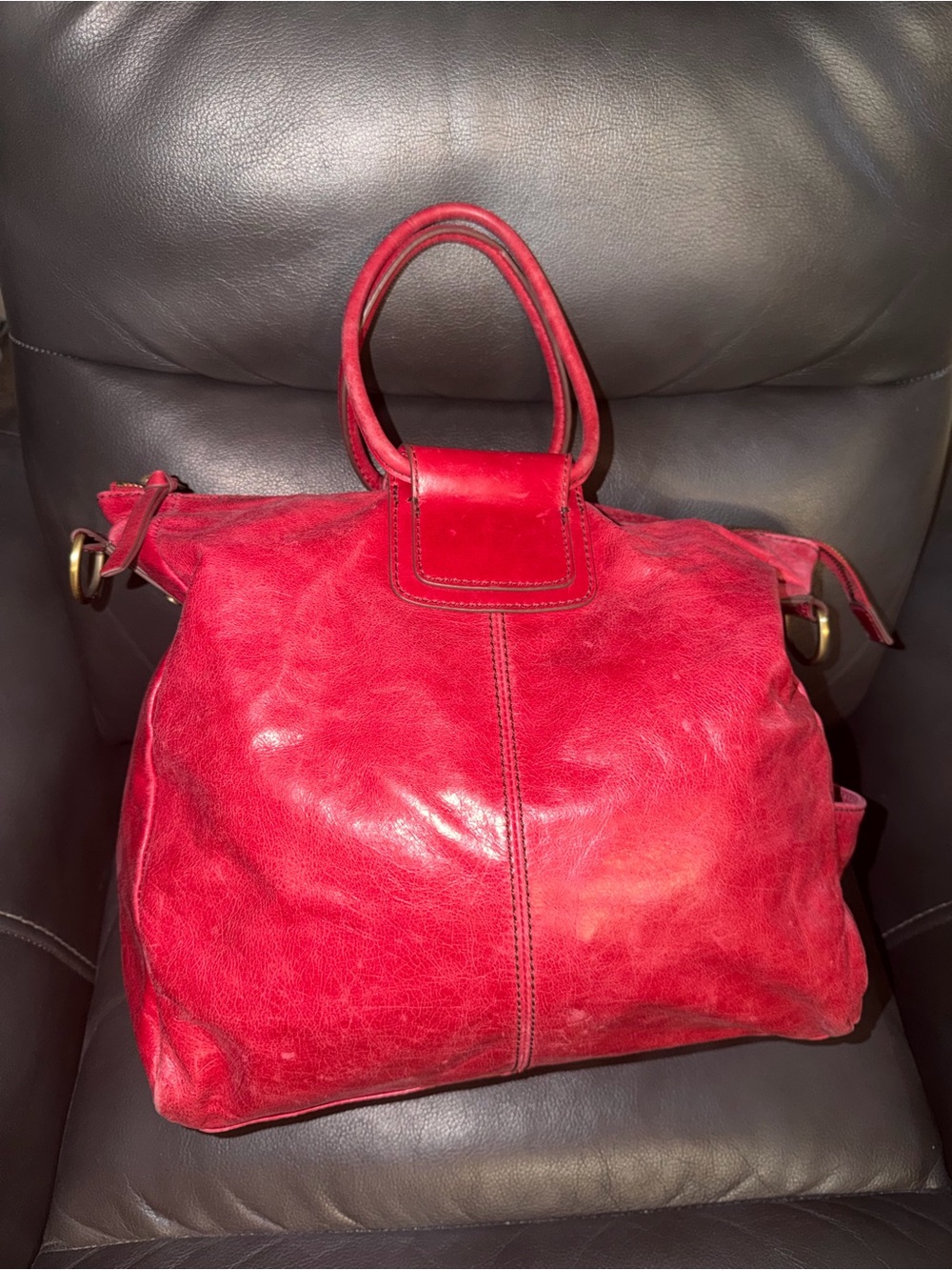 Red Leather HOBO Sheila Satchel